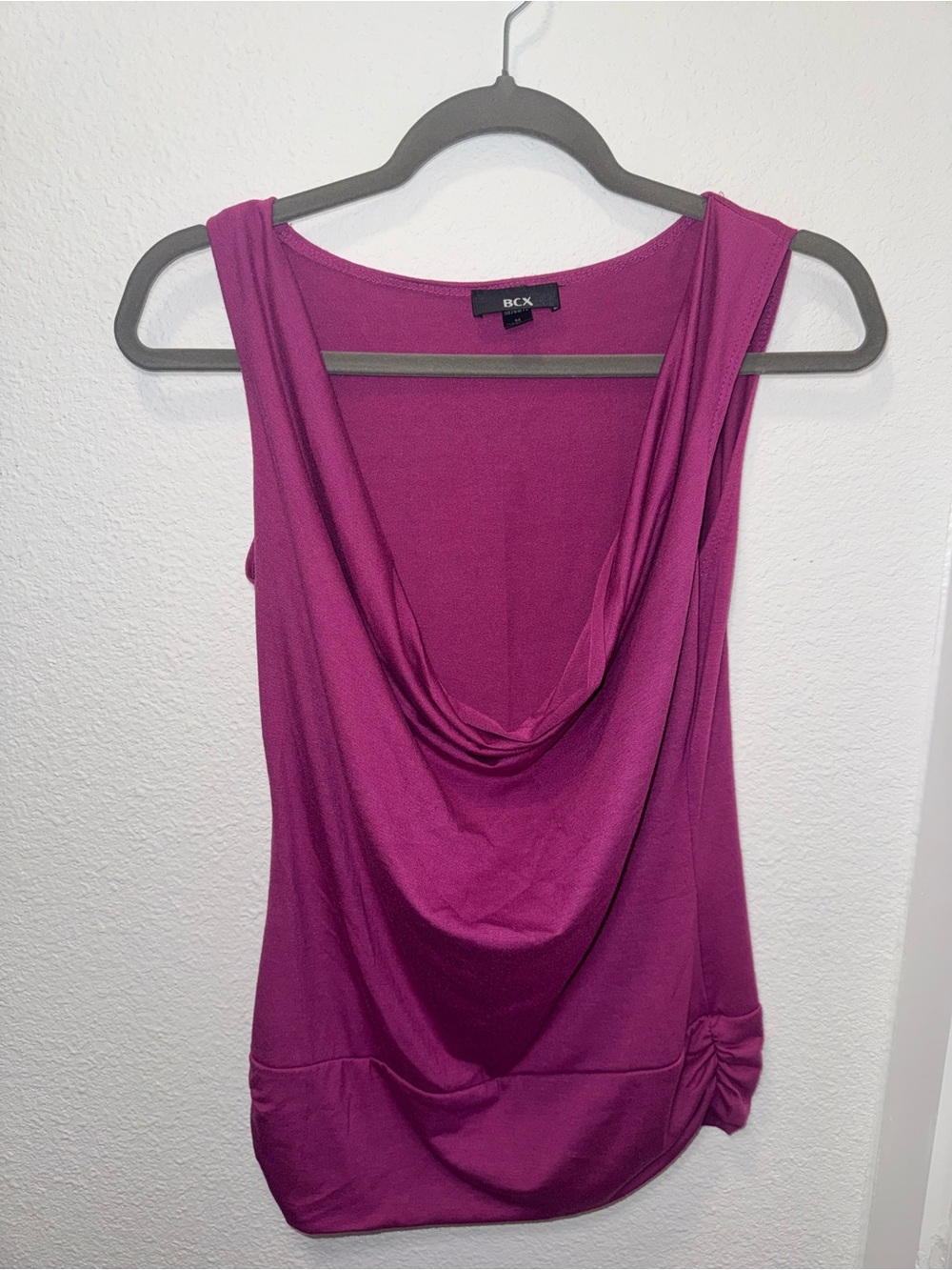 BCX Magenta Draped Cowl Neck Sleeveless Top